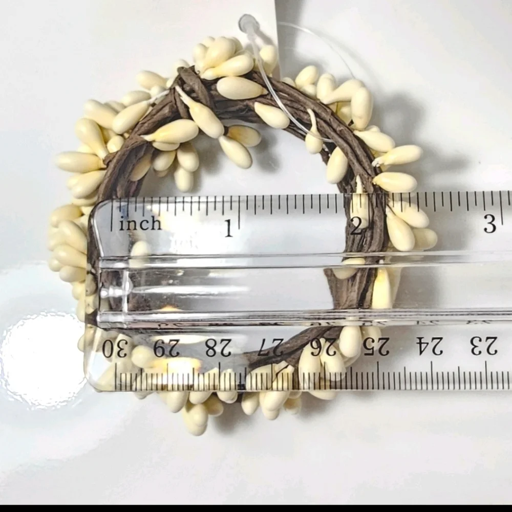 6 Cream Pip Berry Candle Ring / Napkin Ring Holders Farmhouse Primitive Rustic
